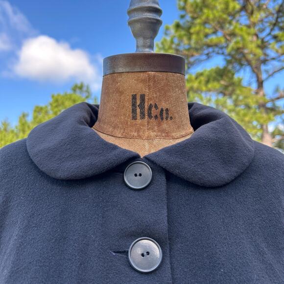 Vintage 40s/50s Charcoal Fleece Cascade Waterfall Backside Belted Midi Dress - Picture 5 of 8